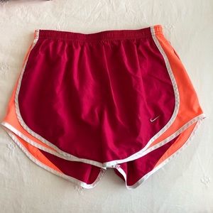Women’s Nike tempo running shorts pink and orange